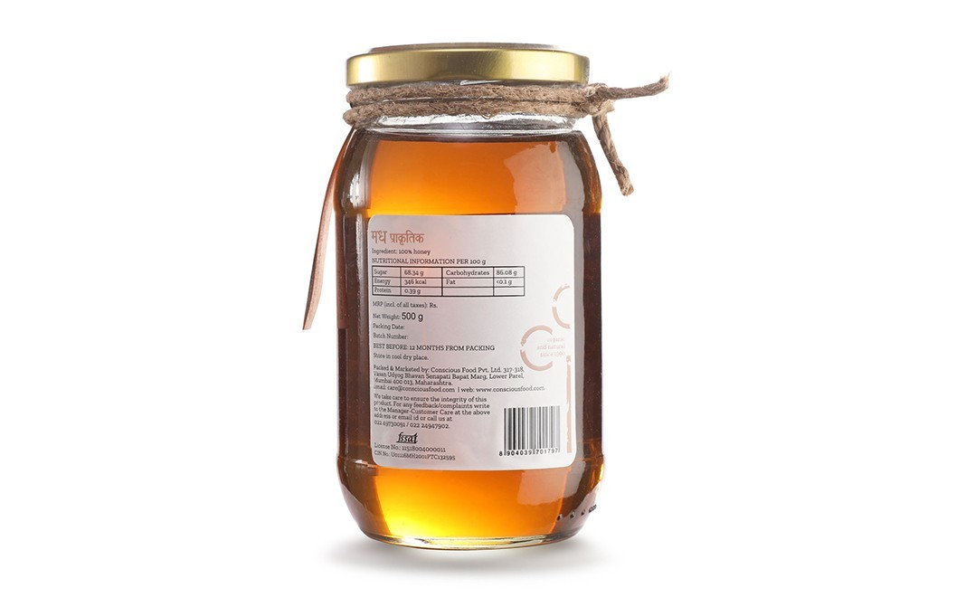 Conscious Food Wild Forest Honey Natural   Glass Jar  500 grams